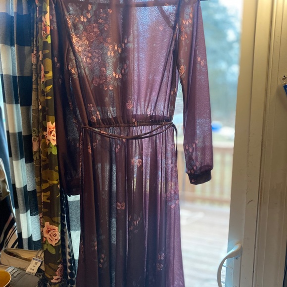 Vintage Patty O’Neil purple Embellished Pleated Gown with Long Bishop Sl… - Picture 11 of 16